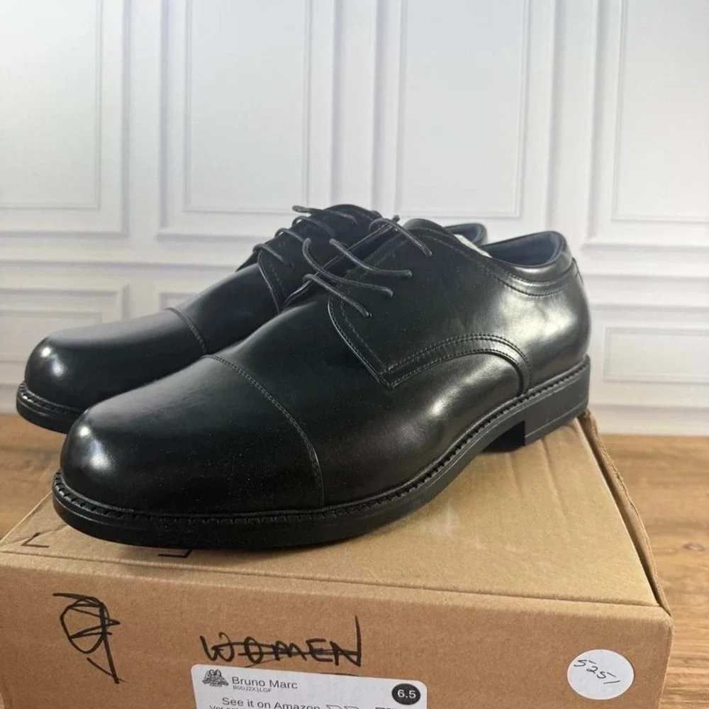 Bruno Marc Downing size 14 wide fit Black Leather Oxford Shoes
